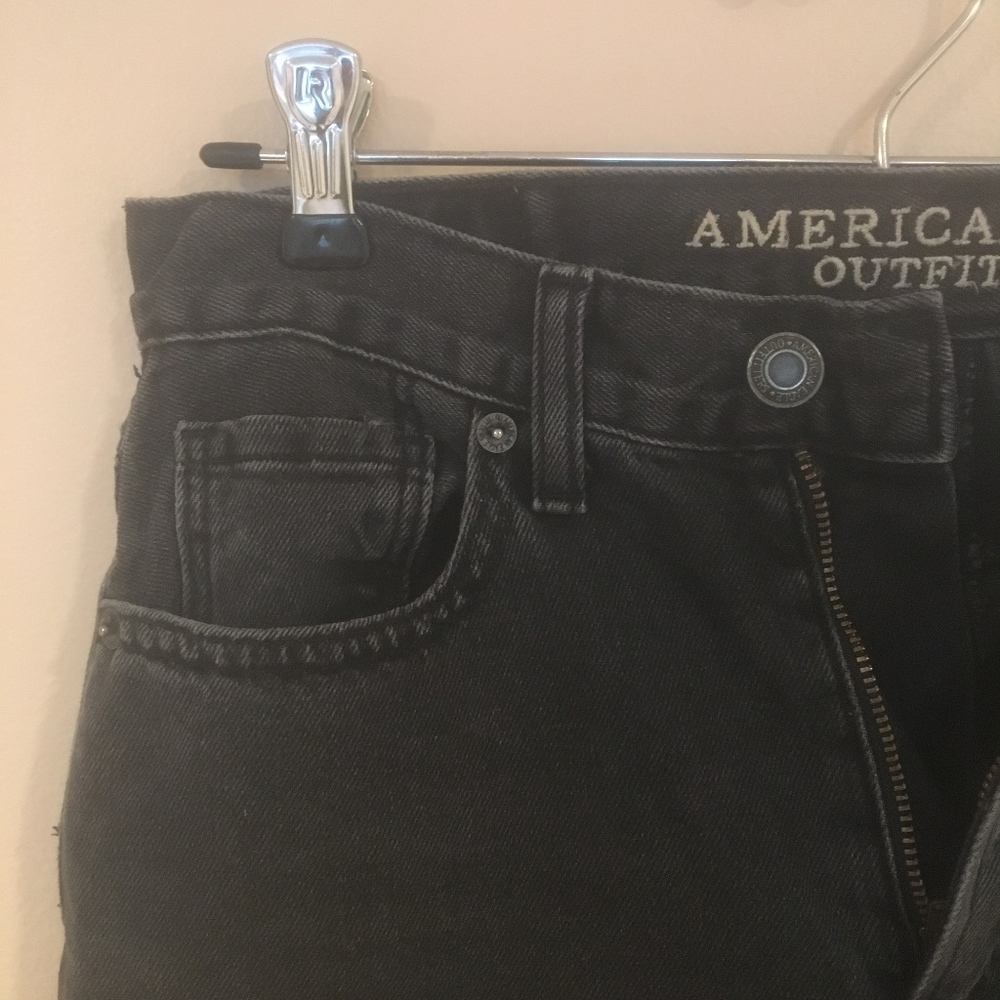 High-Waisted Mom Jeans (Size 0, Regular) Dark Grey